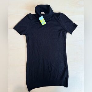 VTG Forever 21 Black Short Sleeve Turtleneck Sweater Ribbed Knit Large